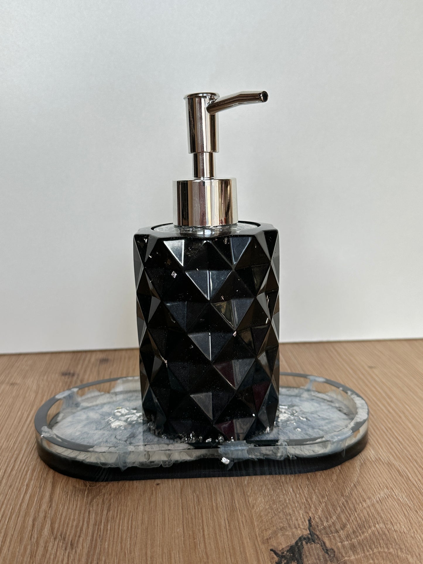 Epoxidharz Seifenspender Set Silber