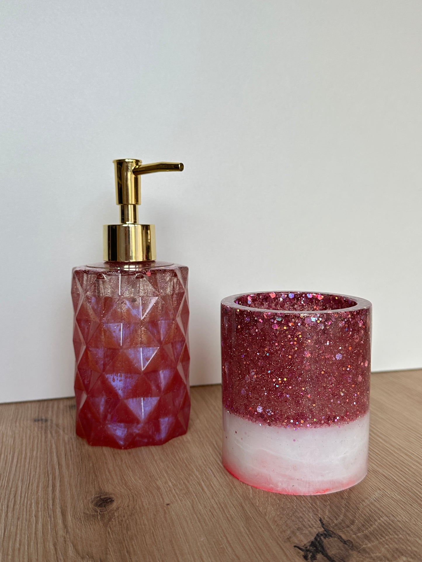 Epoxidharz Seifenspender Set Rosé